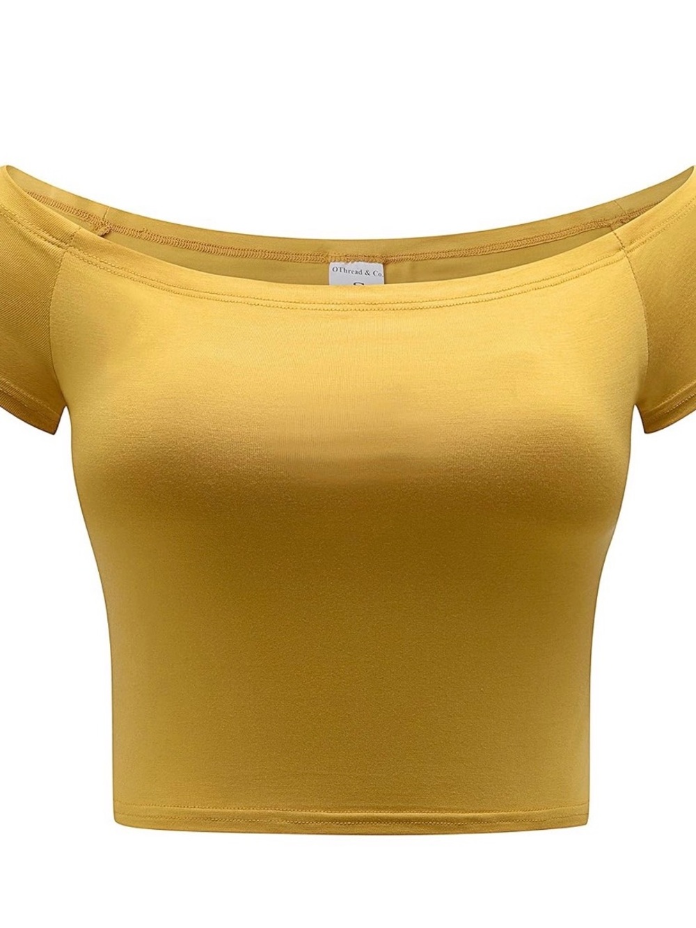 Off-Shoulder Mustard Crop Top - Women’s Short Sleeve